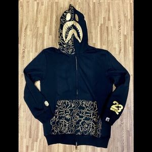 Bape 23 golden limit shark face zip up hoodie